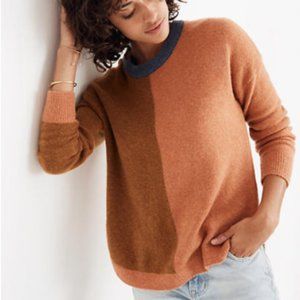 Madewell Orange and Brown Colorblock Sweater